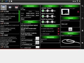 Ecran sur tablette d une application spcifique mtier dveloppe sur Android