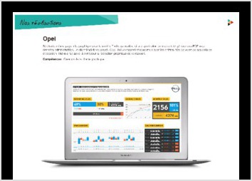 Ralisation d une page info-graphique pour la socit Thlio qui ralise ici une application permettant de gnrer des PDF avec donnes administrables. Le client final de ce projet : Opel, fait un rapport chaque mois avec les chiffres cls de vente de ses voitures d occasion. Thlio a fait appel  Avril pour la ralisation graphique de ce rapport.
Comptences : Cration de la charte graphique