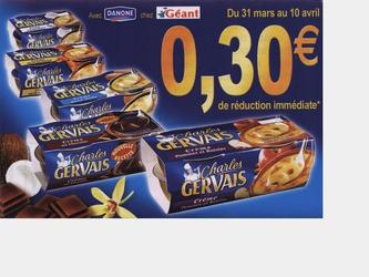 Danone et Gant : bon de rduction sur les crmes de Charles Gervais- Format A5 prsent sur carnet coll sur tranche- Ralisation avec Photoshop et Illustrator