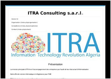 Sitweb de presentation de la SARL ITRA. En cours de developpement avec des extention webmarketing et e-commerce