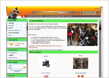 Vente de motos et accessoires
Boutique classique avec toutes les fonctionnalits
- Fiches produits avec onglets caractristisques
	- Variantes croises ( type couleurs/taille)
	- Promotions
	- Clients avec tarif prfrentiels
	- Packs et forfaits
	- Paiements par chque, virement, carte bancaire ou  la livraison ...
	- Cadeaux ...