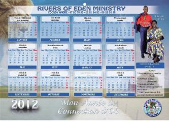 CAlendrier 2012 réalisé pour l'église évangélique Rivers of Eden