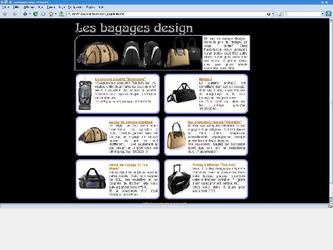 Page cible ("landing page") pour un site de vente en ligne de produits design. Ici, une page spcialise dans l univers "Bagagerie". Attention, ceci est une simple copie d cran et non pas la page elle-mme!