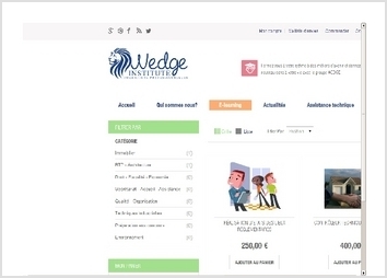 Plateforme : Magento

Client : Wedge Institute

Durée : 1 mois

Process : Réalisation de la maquette, validation du client, création du site sous Magento.