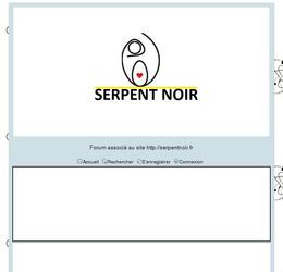 Forum du serpent noir à pour but de permettre l'interaction entre ses différents adhérents.

Cette plateforme hébergée par forum actif doit permettre à des animateurs débutants de s'exercer, à des concommateurs d'échanger leurs gouts et idées, aux vendeurs du réseau de comprendre l'environnement e-commerce et de comprendre le système carrefour internet.

J'ai fait le choix de forum actif parce qu'il est fiable, pratique et inventif.

L'objectif suivant est d'apprendre à utiliser les applications facebookpour relier le tout au réseau social "serpent noir".