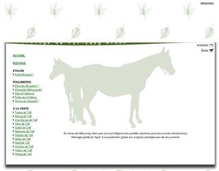 Site d un Haras situ� non loin de Paris avec gestion des fiches chevaux et mise � jour dynamique du menu de navigation.Parties r�alis�es : totalit� du sitePhases : Graphisme, d�coupage, programmation, tests, r�f�rencement.