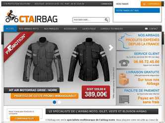 CTA protection est une société qui commercialise des dispositifs airbag intégrés dans des gilets ou des vestes de motards.

Souhaitant proposer à ses clients la possibilité de choisir et d'acheter en ligne les produits, CTA protection a fait appel à Crealtive pour réaliser le site Web.

Crealtive est intervenu sur l'ensemble du cycle de vie du projet en utilisant notamment le CMS Magento pour la réalisation.