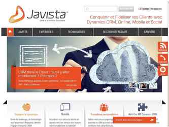 La société JAVISTA est spécialisée dans la conception, la mise en oeuvre et le support de solutions CRM (Customer Relationship Management).

Disposant déjà d'un site web depuis plusieurs années, Javista a souhaité refondre ce dernier qui ne répondait plus aux besoins fonctionnels et ergonomiques de la société et de ses clients.

Javista a donc fait appel à Crealtive pour réaliser cette refonte.

Crealtive a créé la nouvelle maquette du site, mis en place de nombreuses fonctionnalités supplémentaires et a intégré l'ensemble du contenu et du design. 