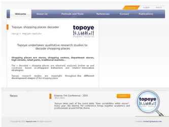 "Topoye réalise des études et recherches qualitatives pour décoder les lieux marchands."

Graphisme: web design
Développement: HTML4, CSS, jQuery, PHP, SQL

Établi - 2010