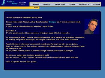Site de production musicale et services.Description de lartiste, background, projets, business.coute de pices musicales (Flash).Outils : Php/Apache/MySql (PAM),  JavaScript, Html, Flash, Photoshop.