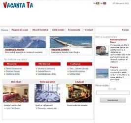Vacanta-ta.ro est un portail contenant Voyage d'information sur les endroits dans toute la Roumanie. Le contenu est g&eacute;r&eacute; &agrave; l'aide d'un complexe Content Management System.