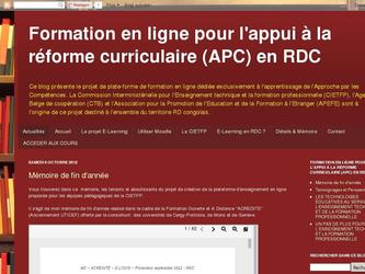 Ce blog présente le projet de plate-forme de formation en ligne dédiée exclusivement à l'apprentissage de l'Approche par les Compétences. La Commission Interministérielle pour l'Enseignement technique et la formation professionnelle (CIETFP), l'Agence Belge de coopération (CTB) et l'Association pour la Promotion de l'Education et de la Formation à l'Etranger (APEFE) sont à l'origine de ce projet destiné à l'ensemble du territoire RD congolais.