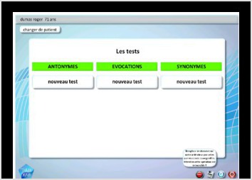 Telexab : Application de tests : synonymes, antonymes et vocation  l attention des orthophonistes.
multi-patients, sauvegarde des donnes de chaque praticien sur serveur, volution des bases lexicales de tests par envoi des donnes vers serveur de l diteur.
Dveloppement en AS3, PHP4, XML et Adobe Air pour sortie d un excutable pour PC, Mac et tablettes PC, Android et ios tlchargeable sur le site de l diteur.
Gestion des licences.

Client : Gnosia (http://www.gnosia.fr)

