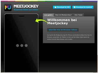 Meetjockey est une plateforme pour organiser les évènements entre amis, pour chaque évènement lutilisateur peut choisir plusieurs alternatives allant de restaurant, concerts, théatres ou autres parmis deux des plus grandes bases de données des évènements en Allemagne avant d'inviter inviter ses amis (contactes téléphone ou contactes cloud Gmail par exemple); Apres lenvoi de linvitation les amis votent sur les alternaqtives et aprés la fin du compte à rebourd, linitiateur confirme une option.

Lapplication est composée de 
1)	Backend en PHP5
2)	Site web 
3)	Site web mobile en html5
4)	Application android native 
5)	Application IOS native 
