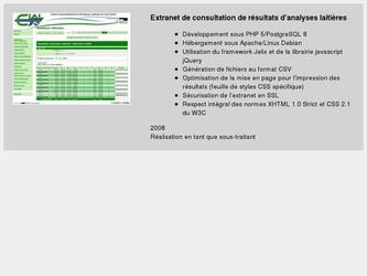 Extranet de consultation de résultats d'analyses laitières