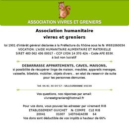 Association humanitaire vivres et greniers - Debarrasse appartements, caves, maisons