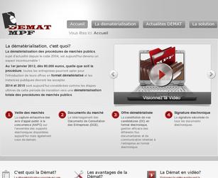 La d&eacute;mat&eacute;rialisation des march&eacute;s publics est un sujet d'actualit&eacute; avec les derni&egrave;res mises &agrave; jour de la r&eacute;glementation en la mati&egrave;re.

Suite &agrave; cela et afin de promouvoir sa solution de d&eacute;mat&eacute;rialisation, mpfrance m'a demand&eacute; la mise en place d'un site vitrine pour cette th&eacute;matique, accompagn&eacute; d'un syst&egrave;me de gestion de contenu (CMS).

Le site a &eacute;t&eacute; cr&eacute;&eacute; en WordPress afin que les collaborateurs de MpFrance puissent y int&eacute;grer de nouveaux contenus et articles de presse. Il m'a &eacute;t&eacute; demand&eacute; d'y int&eacute;grer une vid&eacute;o de pr&eacute;sentation de la solution de Mpfrance et de faire le lien entre le site portail de la soci&eacute;t&eacute; et ce mini-site.

