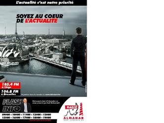 Radio Almanar 

R&eacute;alisation du flyers pour le lancement de l'emission FLASH INFO.