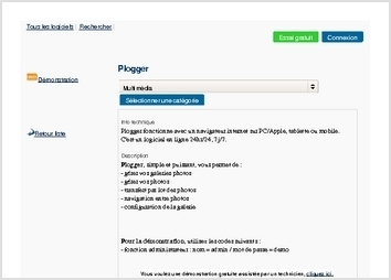 Plogger fonctionne avec un navigateur internet sur PC/Apple, tablette ou mobile. C'est un logiciel en ligne 24hr/24, 7j/7.

Description
Plogger, simple et puissant, vous permet de :
- gérer vos galeries photos
- gérer vos photos
- transfert par lot des photos
- navigation entre photos
- configuration de la galerie