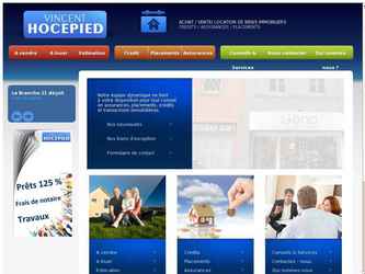 Pour l'agence Hocepied, nous avons cr&eacute;&eacute; un site internet de type vitrine 
qui a &eacute;galement la particularit&eacute; d'importer les donn&eacute;es des biens mis en vente.
Ces biens sont ins&eacute;r&eacute;s dans un logiciel m&eacute;tier nous ex&eacute;cutons sur le serveur du client (en SQL server) un script qui upload les biens et les r&eacute;inscrit dans une base de donn&eacute;e My SQL.
L'ensemble est ensuite renvoyer en Ajax dans le site. 