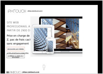 Pixitouch.com est un site e-commerce de vente de sites internet Wordpress raliss  partir de thmes sur mesure.
CMS : WordPress + module Woocommerce
Gestion de catalogue produits avec gestion d options et de dmos templates
Questionnaire "cahier des charges" gr avec module d enqute personnalis
Chaque template a t conu sur mesure :
? Cratif, ergonomique et responsive
? Adapt mtier
? Scuris
? Optimis pour un rfrencement naturel maximal
? Simple d utilisation et multi-utilisateurs
? Personnalisable et volutive
? conomique