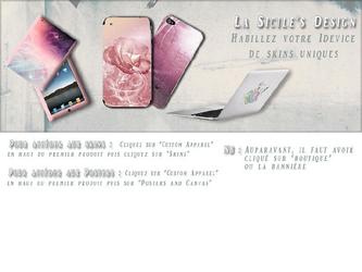 Banni&egrave;re permettant de d&eacute;finir l'identit&eacute; visuelle de la boutique virtuelle Lasicile's design, mettant en exergue la polyvalence et le choix des produits qui sont vendus.
Le choix des couleurs du site rend compte d'une harmonie graphique en accord avec l'esprit du site : choisir un produit qui soit en harmonie avec soit-m&ecirc;me et dans lequel on se reconnait.