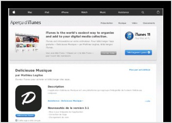Réalisation d'une application mobile Délicieuse Musique (iOS/Android) complète. Réalisation du design + Développement applications.
