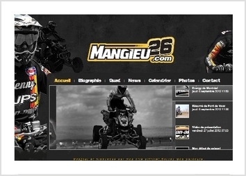 Site vitrine, avec une interface administrateur pour mise &agrave; jour et ajout d'articles, photos.
Site fait sousJOOMLA, cr&eacute;ation de template selon  cahier des charges.
r&eacute;ferencement naturel, inscription aux annuaires gratuits
www.mangieu26.com