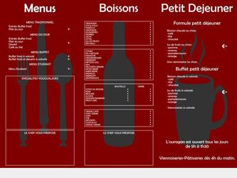 Menu de restaurant verso