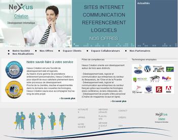 Dveloppement du site internet de la Socit Nexus Cration. Intranet de gestion en ligne. Hbergement et rfrencement du site. Communication (cartes de visite, flyers).