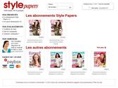 La boutique de stylepapers.com est un site dabonnements de différents magazines Style Papers (magazine de la mode), NeufMois, Maman ! et Forever en ligne.

    Site e-commerce
    Fiche produit complète
    Gestion dabonnements automatique dépendant des prochaines sorties en kiosque
    Suivie des commandes en cours
    Relance automatique à la fin des abonnements
    Gestion automatique du fichier routeur denvoi dexpédition
    Les produits associés et couplages
    Gestion des différents sorties de magazine en kiosque
    Gestion dexpéditions dans différents pays
    Paiement en ligne sécurisé Paybox
