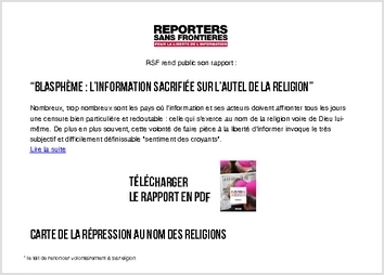 Datavisualisation désignant les pays qui utilisent la religion comme moyen de censure.

Projet réalisé au sein de l'association Reporters sans frontières sous la direction artistique de Pierre-Alain Leboucher.

Source : - Pew Research, Religion and Public Life Project, 21 novembre 2012 - Zeev Maoz and Errol A. Henderson. ?The World Religion Dataset, 1945-2010: Logic, Estimates, and trends.? International Interactions, 39(3)

javascript + D3.js