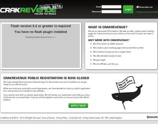 En tant que chef de projet j'ai cr&eacute;&eacute; le produit CrakRevenue &agrave; partir des exigences du d&eacute;partement marketing et analyse. En tant que seul d&eacute;veloppeur sur le projet au d&eacute;but, et avec maintenant 5 autres d&eacute;veloppeur sous mes ordres.

Le site vient de gagner 'GFY Inovative plateform of the year' &agrave; Amsterdam en septembre 2012. Le site est encore en d&eacute;veloppement.