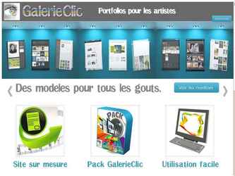 Galerie-clic.com est une place de marché sur le web, qui propose la conception de sites spécialement dédiés à l'art visuel et graphique. Les produits proposés sont de bon rapport qualité prix et permettent à l'utilisateur de gérer très rapidement son site internet lui-même.