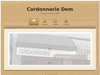 Création du site web (vitrine) de la cordonnerie Dem.
Specialiste dans la réparation et le remontage de chaussures haut de gammes.
Cette vitrine est adaptable sur toutes les tailles d'ecran. Vous pouvez verifier en redimensionnant votre navigateur. 
Le site offre une compatibilité pour les tablette et les smartphone avec une géolocalisation.
Réalisé en Html5, CSS et jQuery