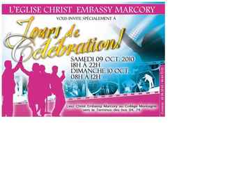 Affiche Réalisée pour léglise christ embassy pour le jour de célébration (Christ Embassy Marcory) réalisée sous plusieurs format A6 A3 A1.
