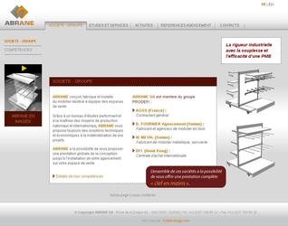 Site de promotion des activités de Abrane, réalisation de meubles pour les grandes surfaces en France. Plaquette papier avec découpe spécial, conception des imprimés de la société, cartes de visite, et divers documents commerciaux et marketing.