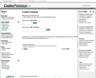 Site d information sur les codes postaux ralis en PHP avec une base de donnes MySQL.