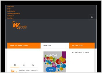 WEBTO3 est une société de prestation de service informatique, experte en développement web et de tous types de logiciels. Notre équipe aussi se professionnalise en création de site internet, en référencement naturel (webmarketing) et dans le domaine des systèmes d?informations et réseaux informatiques. 
Regroupant des ingénieurs développeurs et des experts, nous assurons à vous donner satisfaction dans la réalisation de vos projets, WEBTO3 vous offre les services les moins chers du marché mais avec les qualités de travail les plus perfectionnées et les mieux organisées.
